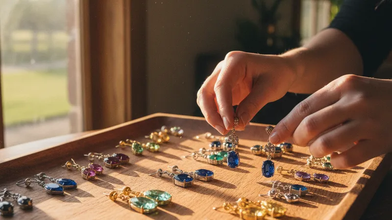 Modèle de boucles d'oreilles pendantes en saphir